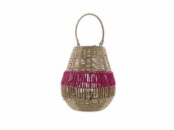 Lantaarn zeegras d14h31cm roze