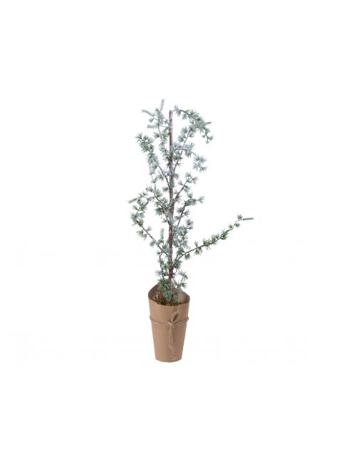 Decoris Larix Miniboom Papier Pot Groen/Wit 75cm
