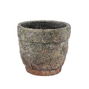 PTMD Laxxi Green cement pot flower pattern round M