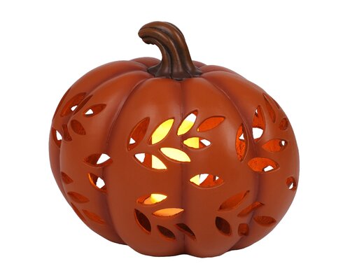 Led pompoen l18b24h21cm12l ornj/wwt - afbeelding 1