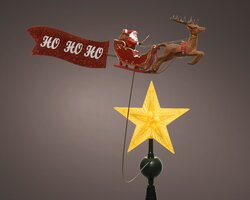 Lumineo LED piek plastic treetopper with santa on sleigh steady binnen