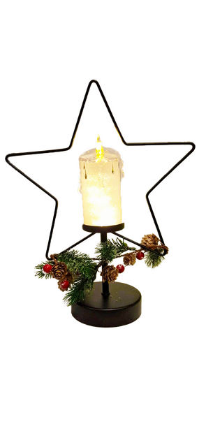 Ledkaars i/ornament 25x10x31cm zwrt