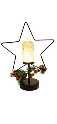 Ledkaars i/ornament 25x10x31cm zwrt