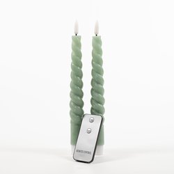 Anna's Collection B.O. 2St Jade Groen Swirl Wax Dinerkaars 23Cm 3D Lont Met Afstandsbediening 2X2Aaa - afbeelding 1