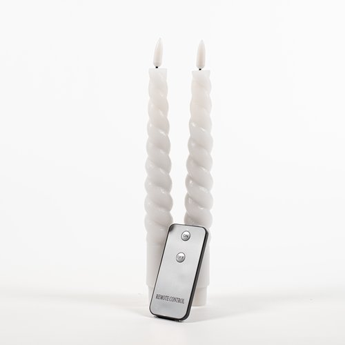 Anna's Collection B.O. 2St Wit Swirl Wax Dinerkaars 23Cm 3D Lont Met Afstandsbediening 2X2Aaa