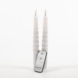Anna's Collection LED tafelkaars swirl wit met afstandsbediening D 2,5 H 23 cm 2 stuks
