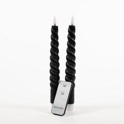 Anna's Collection B.O. 2St Zwart Swirl Wax Dinerkaars 23Cm 3D Lont Met Afstandsbediening 2X2Aaa - afbeelding 1