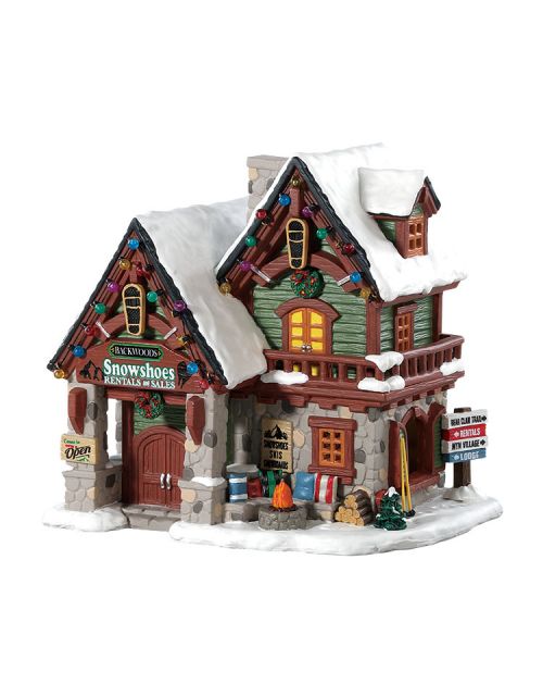 Lemax Backwoods Snowshoe Rental Shop, B/O Led