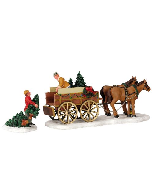 Lemax Christmas Tree Wagon, Set Of 2 - afbeelding 1