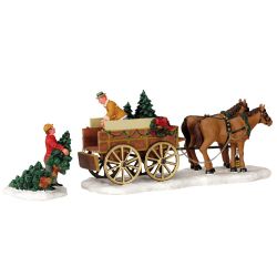 Lemax Christmas Tree Wagon, Set Of 2 - afbeelding 1