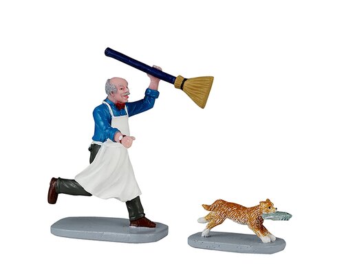 Lemax Feline Fish Thief,  Set Of 2