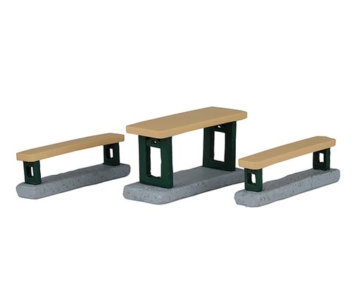 Lemax Picnic Benches, Set Of 3