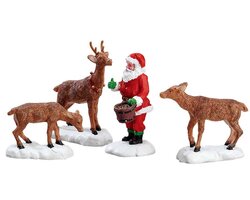 Lemax Santa Feeds Reindeer, Set Of 4 - afbeelding 2