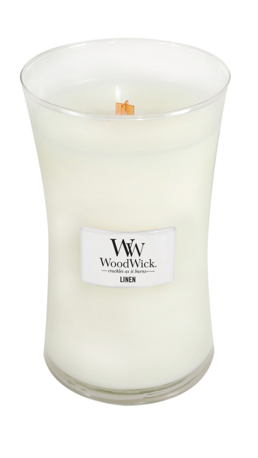 Linen Large WoodWick Candle AVRI Bloem en Tuincentrum