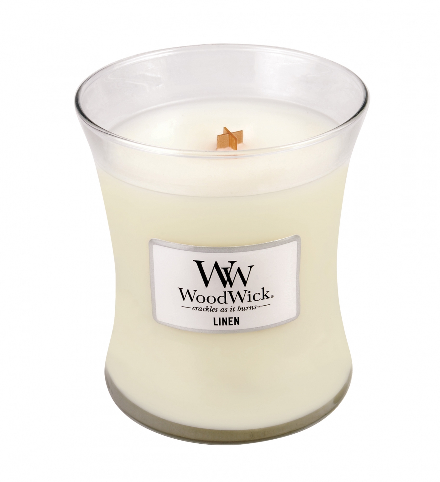 Linen Medium WoodWick Candle AVRI Bloem en Tuincentrum