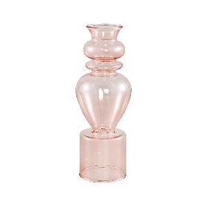 PTMD Lisha Pink glass vase levelled shape high