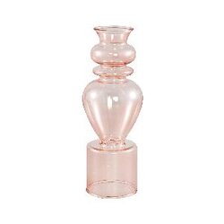 PTMD Lisha Pink glass vase levelled shape high