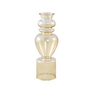 PTMD Lisha Yellow glass vase levelled shape high