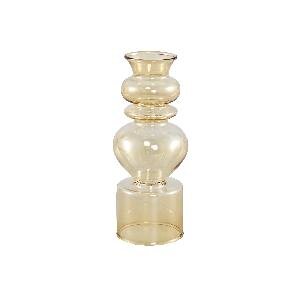 PTMD Lisha Yellow glass vase levelled shape low