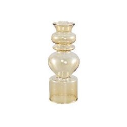 PTMD Lisha Yellow glass vase levelled shape low