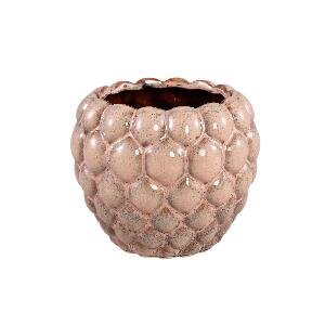 PTMD Louana Brown ceramic pot round dots pattern L