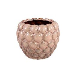 PTMD Louana Brown ceramic pot round dots pattern L