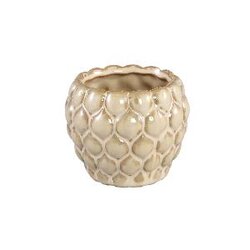 PTMD Louana Cream ceramic pot round dots pattern S