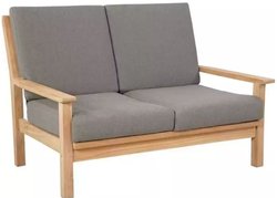 Loungebank teak 124cm. incl. kussen