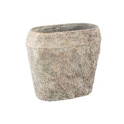PTMD Lourdes Cream cement pot jute pattern oval L