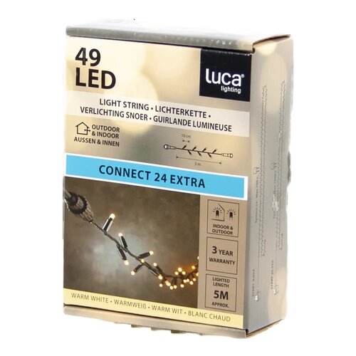 Luca Lighting connect 24 lichtsnoer 24v 49 led lampjes warm wit 5m zwart - afbeelding 1