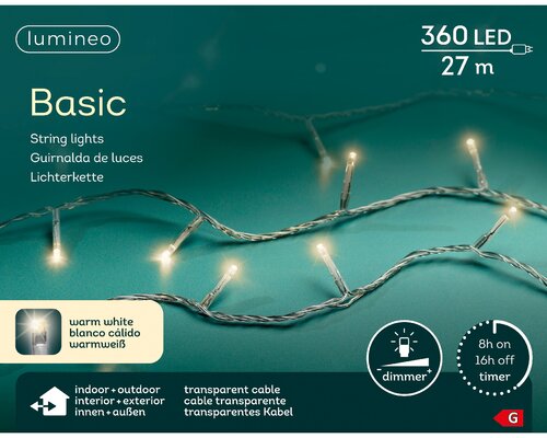 Lumineo Basic verlichting 360 led-27 m warm wit-transparant - afbeelding 1