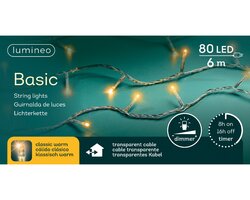 Lumineo Basic verlichting 80 led-6 m klassiek warm-transparant - afbeelding 1