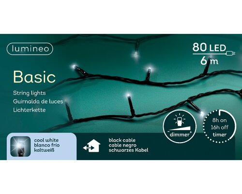 Lumineo Basic verlichting 80 led-6 m koel wit-zwart - afbeelding 1