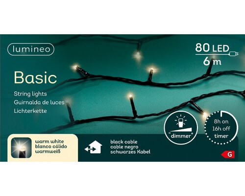 Lumineo Basic verlichting 80 led-6 m warm wit-zwart - afbeelding 1