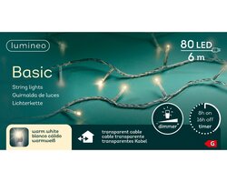 Lumineo Basic verlichting 80 led-6 m warm wit-transparant - afbeelding 1
