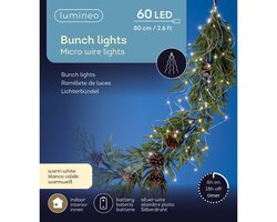 Lumineo bunch draadverlichting zilver 60 led-80cm warm wit - afbeelding 1