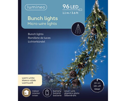 Lumineo bunch draadverlichting zilver 96 led-1,10m warm wit - afbeelding 1