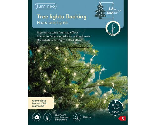 Lumineo bunch flashing draadverlichting 408 led-180 cm warm wit-zilver - afbeelding 1