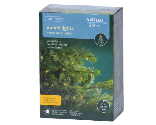 Lumineo bunch draadverlichting 640 led-190 cm klassiek warm-zilver - afbeelding 1