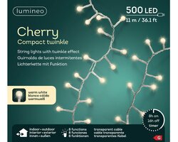 Lumineo cherry compact twinkel verlichting 500 led-11 m warm wit-transparant - afbeelding 1
