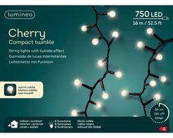 Lumineo cherry compact twinkel verlichting 750 led-16 m warm wit-zwart - afbeelding 1