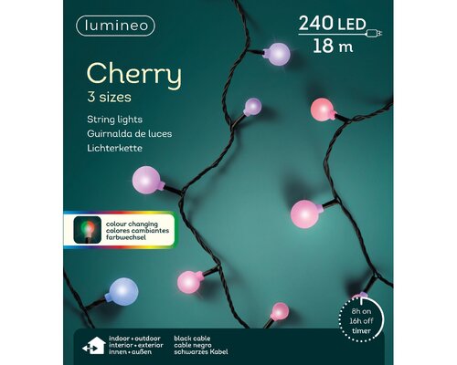 Lumineo cherry verlichting 240 led-18m kleur verandering-zwart - afbeelding 1