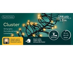 Lumineo Cluster strengverlichting 144 led-1,3 m klassiek warm-zwart - afbeelding 1