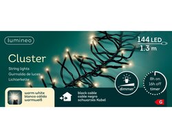 Lumineo Cluster strengverlichting 144 led-1,3 m warm wit-zwart