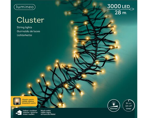 Lumineo Cluster strengverlichting 3000 led-28 m klassiek warm-zwart - afbeelding 1