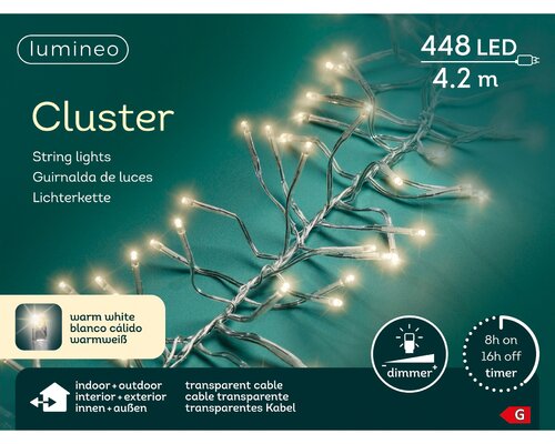 Lumineo Cluster strengverlichting 448 led-4,2 m warm wit-transparant - afbeelding 1