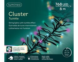 Lumineo cluster verlichting twinkel 768 led-6 m multi color-zwart - afbeelding 1