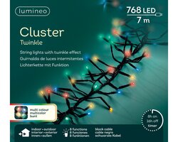 Lumineo cluster strengverlichting twinkel 768 led-7 m multi color-zwart - afbeelding 1