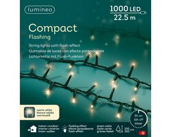 Lumineo compact flashing verlichting 1000 led-22,5 m warm wit-groen - afbeelding 1
