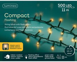 Lumineo compact flashing verlichting 500 led-11 m klassiek warm-groen - afbeelding 1